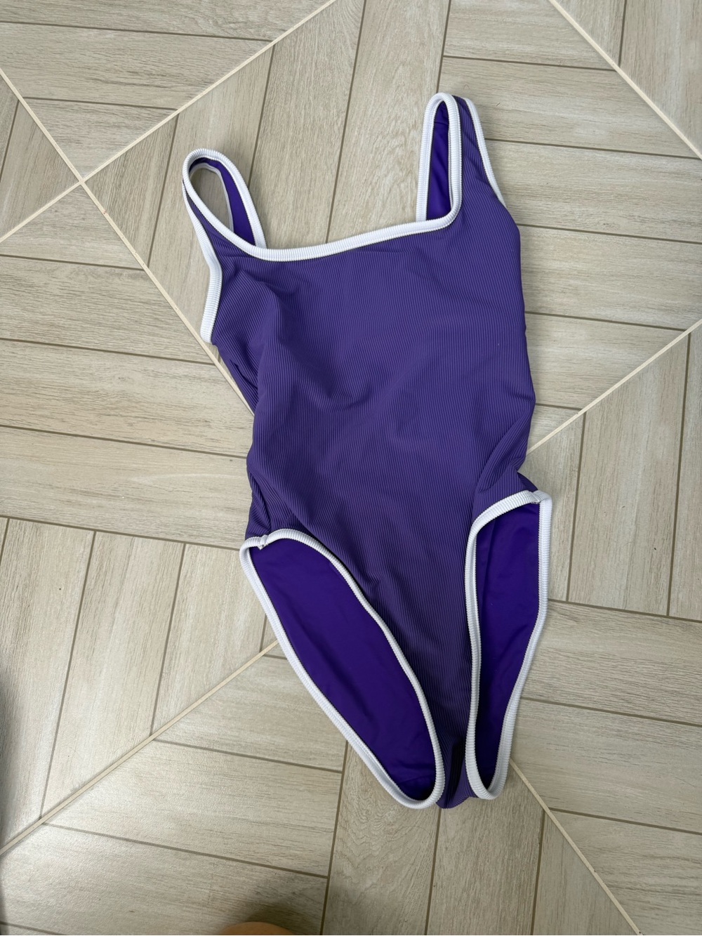 LainSnow Purple One-Piece Swimsuit with White Trim
